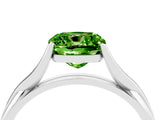 White gold Cushion Cut Peridot Solitaire Twist Band Prong Setting Ring_77
