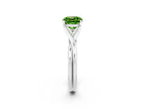 White gold Cushion Cut Peridot Solitaire Twist Band Prong Setting Ring_86