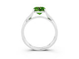 White gold Cushion Cut Peridot Solitaire Twist Band Prong Setting Ring_87