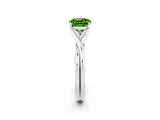 White gold Cushion Cut Peridot Solitaire Twist Band Prong Setting Ring_98