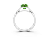 White gold Cushion Cut Peridot Solitaire Twist Band Prong Setting Ring_99