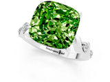 White gold Cushion Cut Peridot Solitaire Twisted Band with Round  Accents and Prong Setting_13