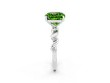 White gold Cushion Cut Peridot Solitaire Twisted Band with Round  Accents and Prong Setting_14