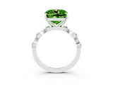 White gold Cushion Cut Peridot Solitaire Twisted Band with Round  Accents and Prong Setting_15