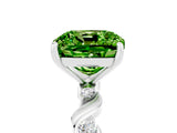 White gold Cushion Cut Peridot Solitaire Twisted Band with Round  Accents and Prong Setting_17