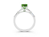 White gold Cushion Cut Peridot Solitaire with Side Baguettes and Channel Set Band_3
