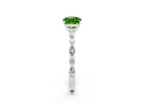 White gold Cushion Cut Peridot Solitaire with Side Stones on a Pavé Band and Four-Prong Setting_2