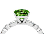 White gold Cushion Cut Peridot Solitaire with Side Stones on a Pavé Band and Four-Prong Setting_4