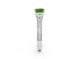 White gold Cushion Cut Peridot Split Shank Engagement Ring with Pavé Band_2