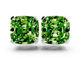 White gold Cushion Cut Peridot Stud Earrings_18