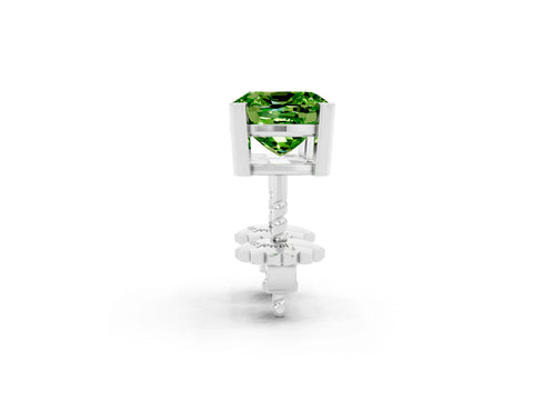 White gold Cushion Cut Peridot Stud Earrings_20