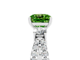 White gold Cushion Cut Peridot Three-Stone Ring with Pavé Split Shank and Four-Prong Setting_17