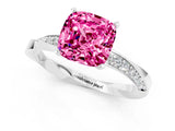 White gold Cushion Cut Pink Sapphire Engagement Ring with Side Stone Accents and Four-Prong Setting_25