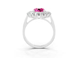 White gold Cushion Cut Pink Sapphire Floral Double Halo Engagement Ring with Prong Setting_39