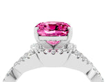 White gold Cushion Cut Pink Sapphire  Halo Twist Band Solitaire Prong Setting Ring_52