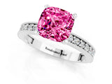 White gold Cushion Cut Pink Sapphire Milgrain Pavé Engagement Ring with Four-Prong Setting_37