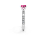 White gold Cushion Cut Pink Sapphire Milgrain Pavé Engagement Ring with Four-Prong Setting_38