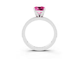 White gold Cushion Cut Pink Sapphire Milgrain Pavé Engagement Ring with Four-Prong Setting_39