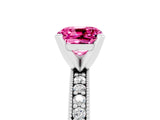 White gold Cushion Cut Pink Sapphire Milgrain Pavé Engagement Ring with Four-Prong Setting_41