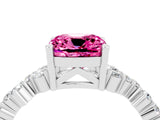 White gold Cushion Cut Pink Sapphire Scattered Round Accent Ring with Prong Setting_40