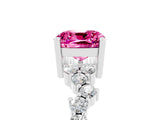 White gold Cushion Cut Pink Sapphire Scattered Round Accent Ring with Prong Setting_41