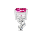 White gold Cushion Cut Pink Sapphire Scattered Round Accent Ring with Prong Setting_77