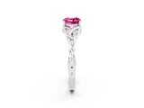 White gold Cushion Cut Pink Sapphire Solitaire Celtic Knot Ring with Four-Prong Setting_26