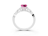 White gold Cushion Cut Pink Sapphire Solitaire Celtic Knot Ring with Four-Prong Setting_27