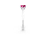 White gold Cushion Cut Pink Sapphire Solitaire Engagement Ring with Cathedral Setting and Four-Prong Mount_122