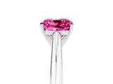 White gold Cushion Cut Pink Sapphire Solitaire Engagement Ring with Cathedral Setting and Four-Prong Mount_125