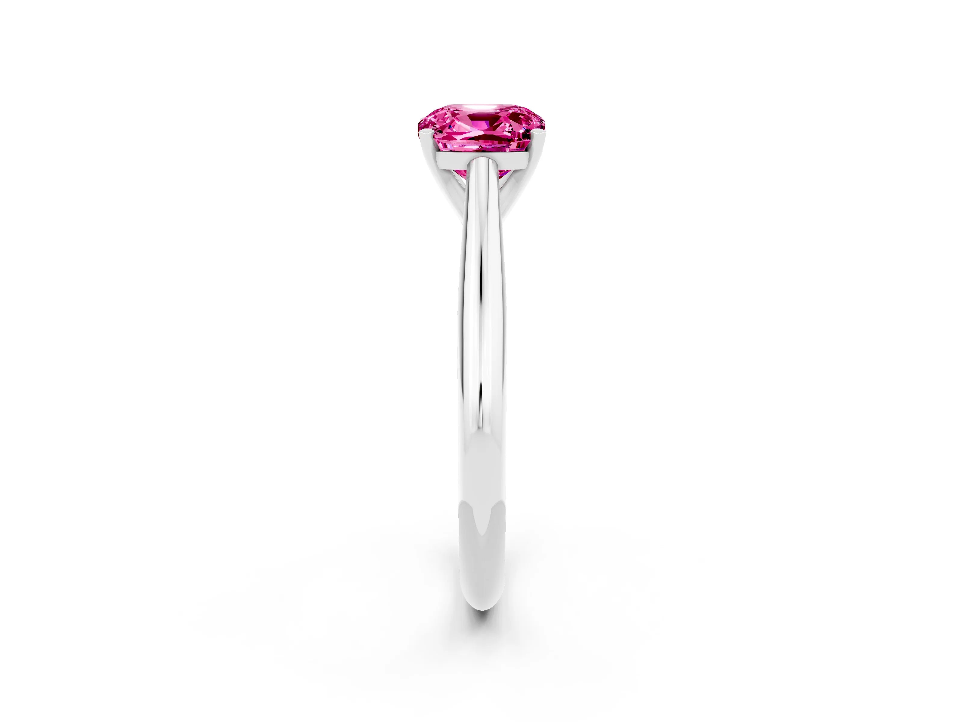 White gold Cushion Cut Pink Sapphire Solitaire Engagement Ring with Cathedral Setting and Four-Prong Mount_14
