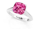 White gold Cushion Cut Pink Sapphire Solitaire Engagement Ring with Cathedral Setting and Four-Prong Mount_31