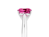 White gold Cushion Cut Pink Sapphire Solitaire Engagement Ring with Cathedral Setting and Four-Prong Mount_35