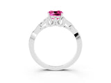 White gold Cushion Cut Pink Sapphire Solitaire Engagement Ring with Celtic Knot Band and Four-Prong Setting_27