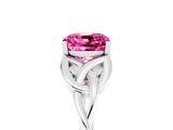 White gold Cushion Cut Pink Sapphire Solitaire Engagement Ring with Celtic Knot Band and Four-Prong Setting_29