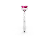 White gold Cushion Cut Pink Sapphire Solitaire Engagement Ring with Classic Band and Four-Prong Setting_14