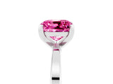 White gold Cushion Cut Pink Sapphire Solitaire Engagement Ring with Classic Band and Four-Prong Setting_17