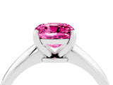 White gold Cushion Cut Pink Sapphire Solitaire Engagement Ring with Classic Band and Four-Prong Setting_40