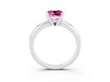 White gold Cushion Cut Pink Sapphire Solitaire Engagement Ring with Round Band and Four-Prong Setting_27