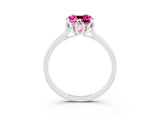 White gold Cushion Cut Pink Sapphire Solitaire Ring with Flower Prong Setting and Classic Band_24