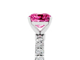 White gold Cushion Cut Pink Sapphire Solitaire Ring with Pavé Accents and Four-Prong Setting_29