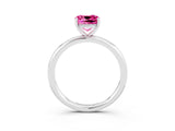 White gold Cushion Cut Pink Sapphire Solitaire Ring with Thin Band and Four-Prong Setting_27