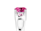 White gold Cushion Cut Pink Sapphire Solitaire Ring with Wide Band and Prong Setting_29