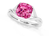 White gold Cushion Cut Pink Sapphire Solitaire Twist Band Prong Setting Ring_85