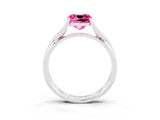 White gold Cushion Cut Pink Sapphire Solitaire Twist Band Prong Setting Ring_87