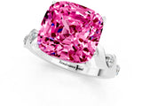 White gold Cushion Cut Pink Sapphire Solitaire Twisted Band with Round  Accents and Prong Setting_13