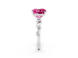 White gold Cushion Cut Pink Sapphire Solitaire Twisted Band with Round  Accents and Prong Setting_14