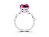 White gold Cushion Cut Pink Sapphire Solitaire Twisted Band with Round  Accents and Prong Setting_15