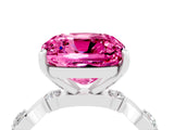 White gold Cushion Cut Pink Sapphire Solitaire Twisted Band with Round  Accents and Prong Setting_16