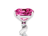 White gold Cushion Cut Pink Sapphire Solitaire Twisted Band with Round  Accents and Prong Setting_17